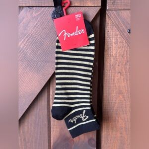 Fender Black and Cream Striped Casual Socks